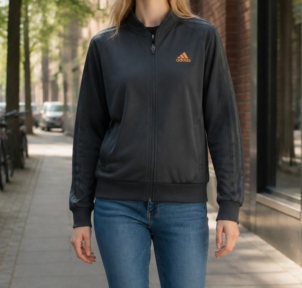 Adidas Women's Primegreen Full Zip Track Jacket Gray Medium